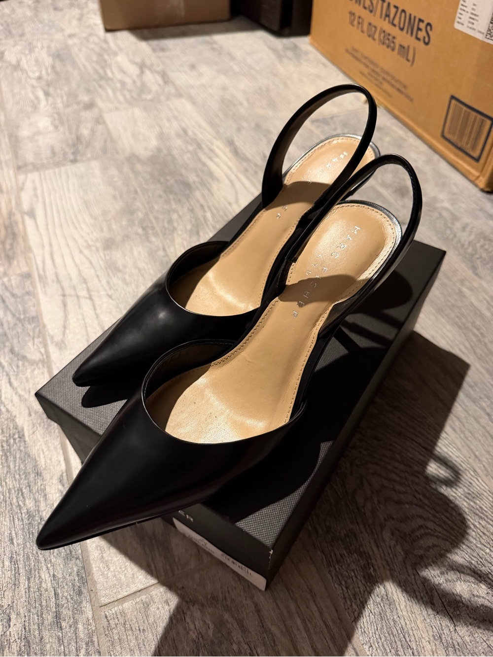 Marc Fisher Black Pointed Slingback Pumps - Women's Elegant Slip-On Heels